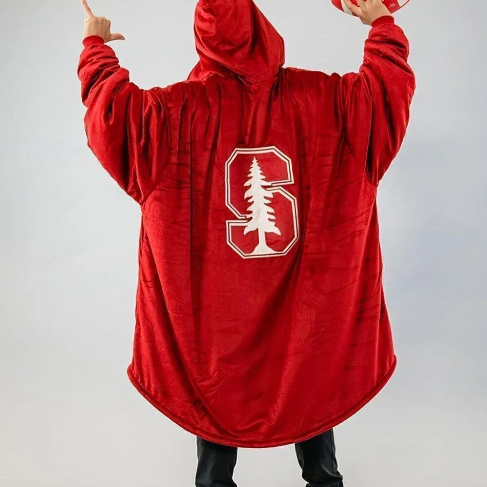 NWT THE COMFY Sherpa 1/4-Zip Stanford University hoodie-style wearable blanket